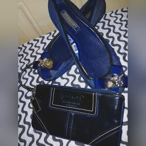 Coach Bundle! Poppy Denim Shoes (sz8)w/ VTG Dark Blue Coach Wristlet